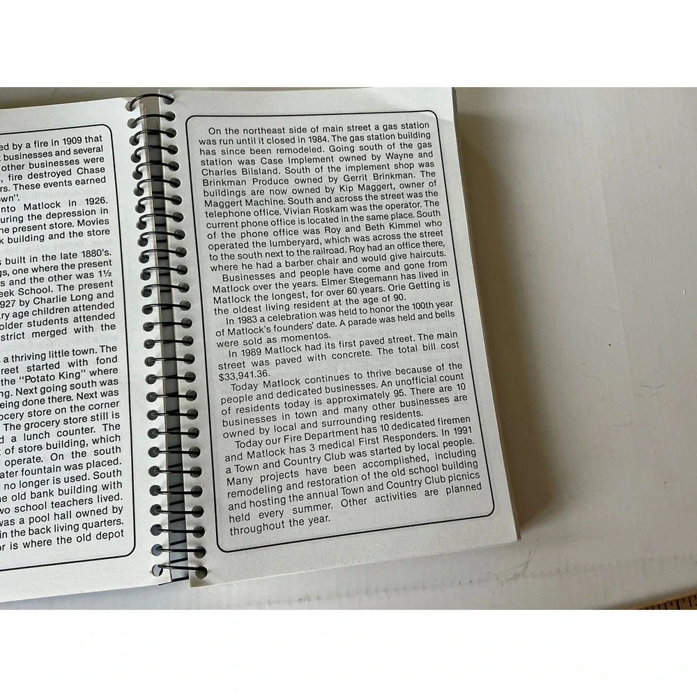 Vintage Matlock Iowa 1893-1993 Centennial Cookbook Recipes Remembrances Spiral
